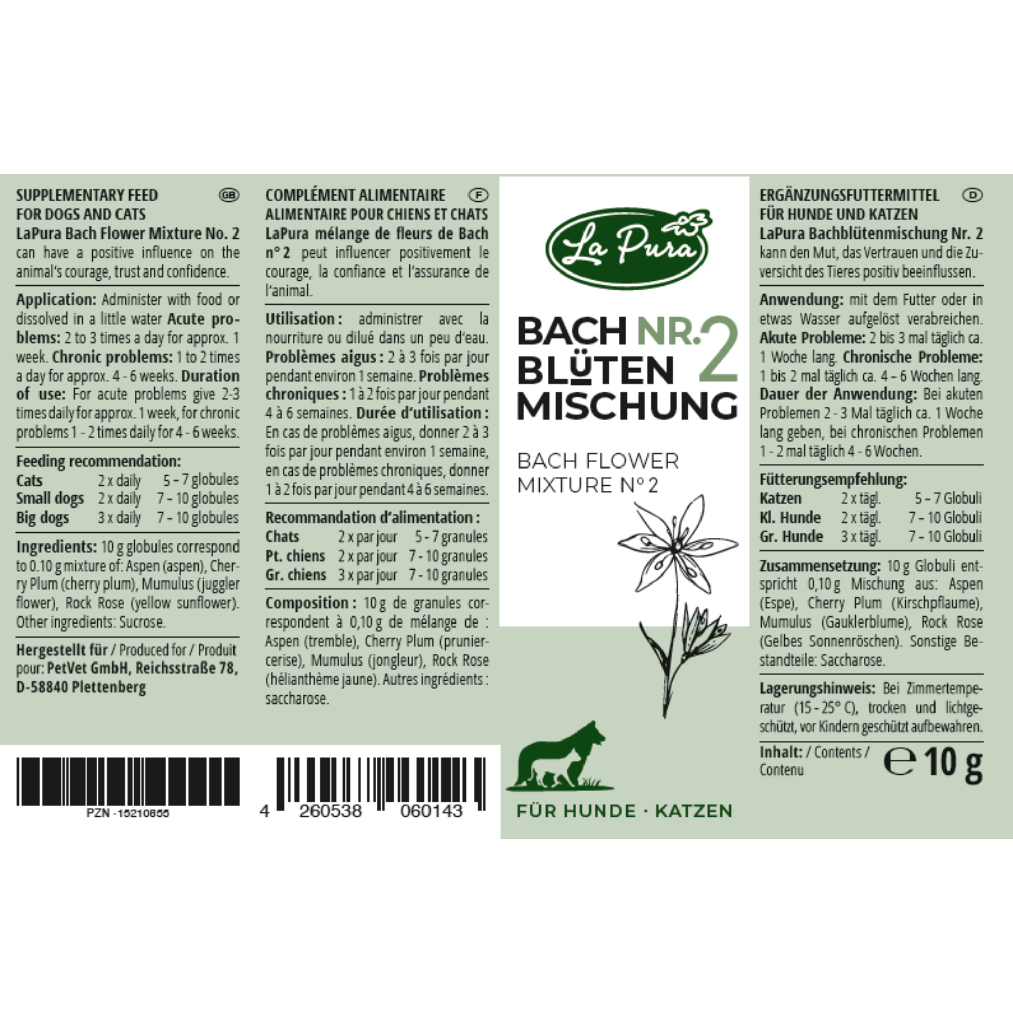 LaPura Bachblüten Nr. 2 - 10 g (ca. 1200 Globuli)