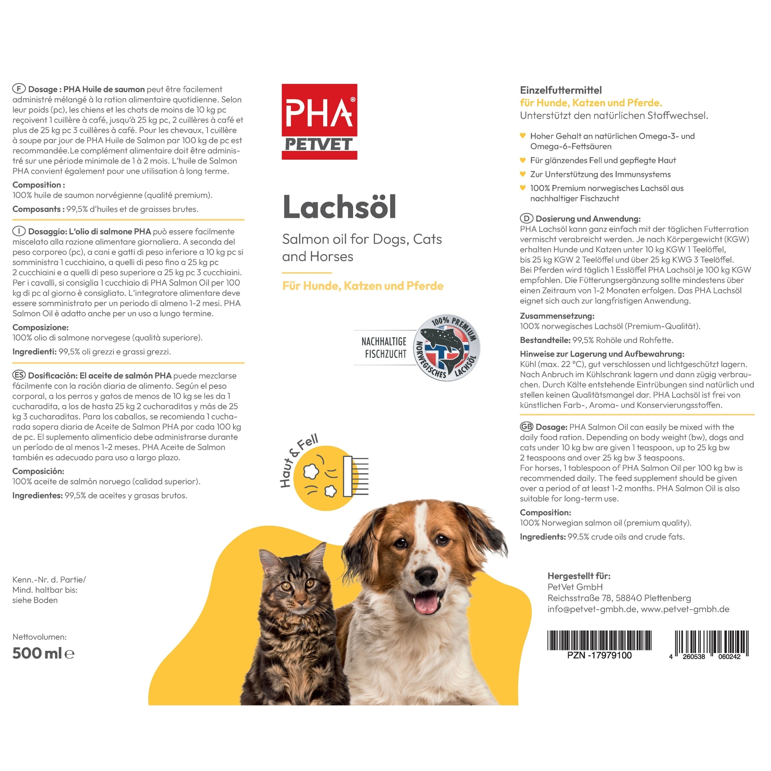 PHA Lachsöl für Hunde, Katzen und Pferde